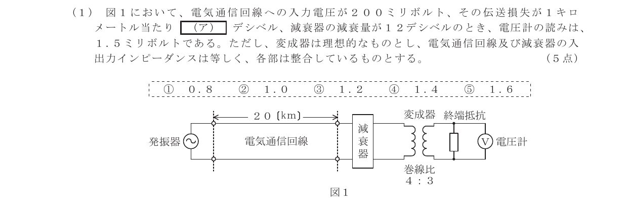 令和7年度第1回 基礎 第4問(ア) 問題図